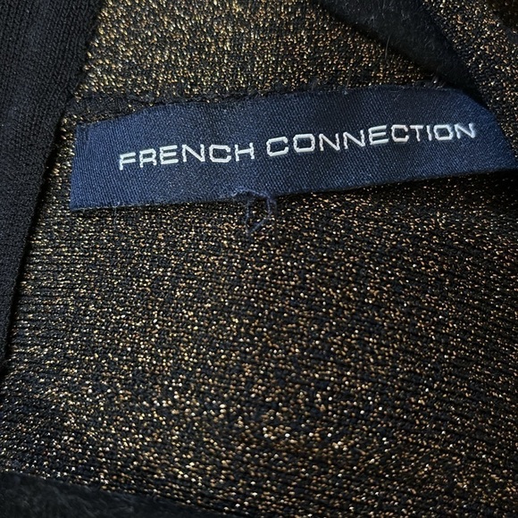 French Connection Black/Bronze Danni Crepe Cap Sleeve Metallic Bodycon Dress - Picture 14 of 14